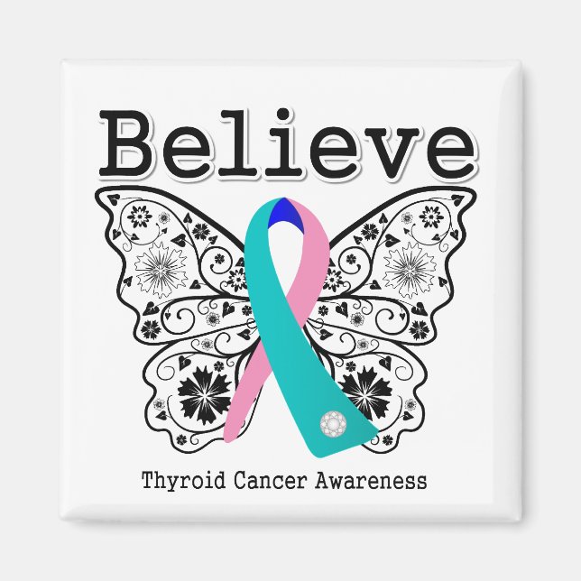 Believe - Thyroid Cancer Butterfly Magnet (Front)