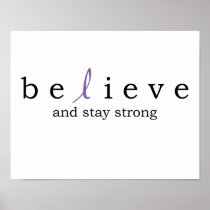 Believe Thyroid purple ribbon Cancer Poster