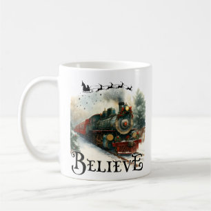 Believe Train Christmas Holiday Train Gift Lovers Coffee Mug
