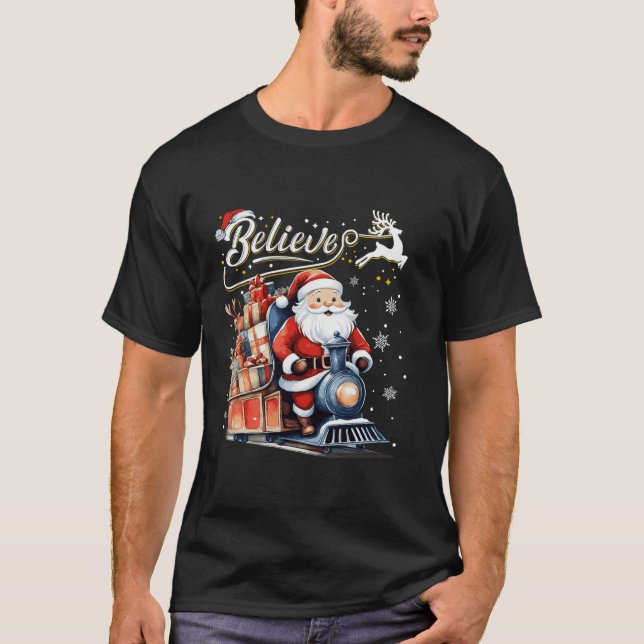 Believe Train Christmas North Pole Train Pajama Ch T-Shirt (Front)