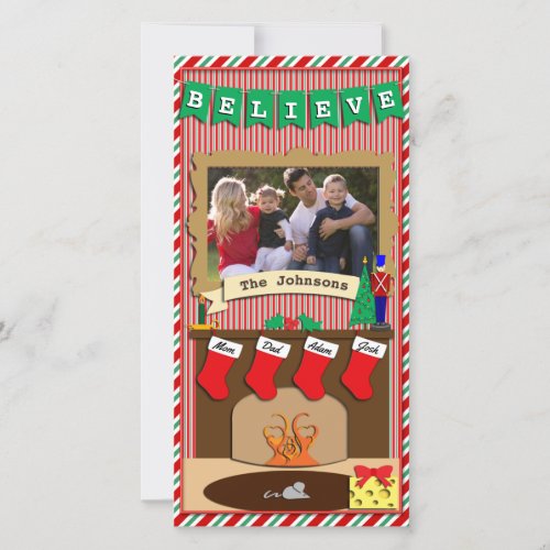 Believe  Twas Night Before Christmas  4 Stocking Holiday Card