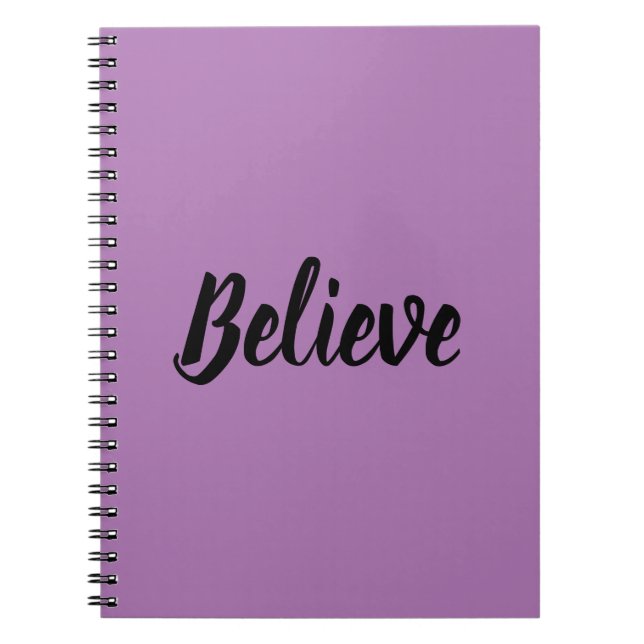 Believe typography in black purple background  notebook (Front)