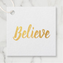 Believe typography minimalist Foil Favor Tag