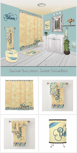 Believe Typography Watercolor Feather Bed and Bath