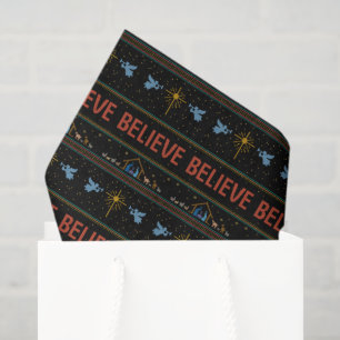 BELIEVE Ugly Christmas Sweater Jesus God Christian Tissue Paper