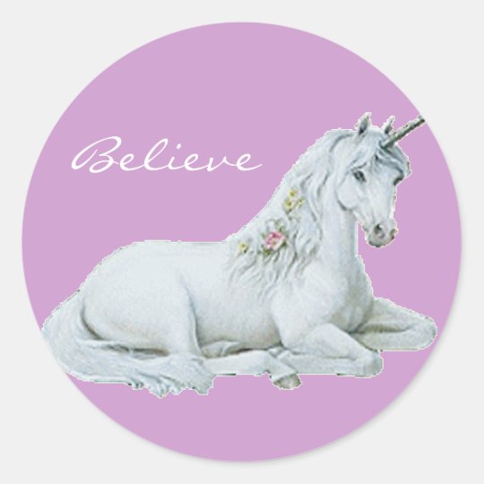 Download Believe Unicorn Round Stickers | Zazzle.com