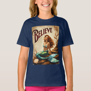 Believe Vintage Mermaid Girls Timeless Ocean Dream T-Shirt
