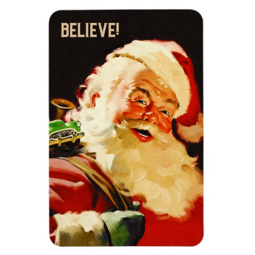 Believe Vintage Santa Claus Christmas Gift Magnet