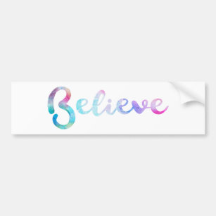 Believe Watercolor Typography Art Bumper Sticker