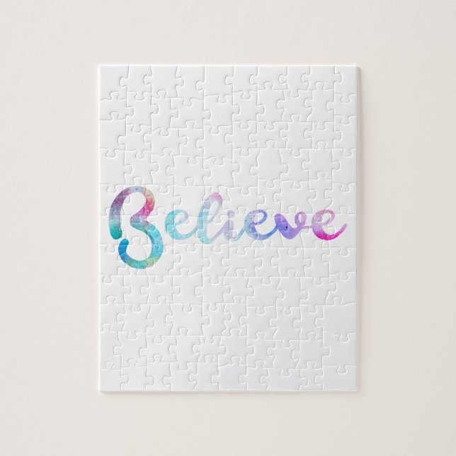 Believe Watercolor Typography Art Jigsaw Puzzle (Vertical)