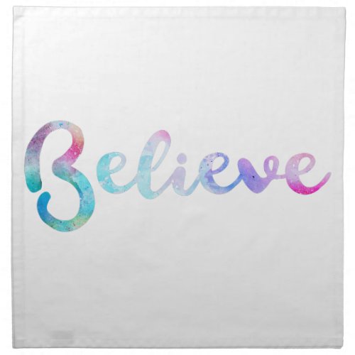 Believe Watercolor Typography Art Napkin