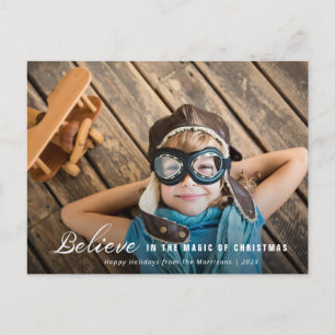 BELIEVE   white text overlay christmas card