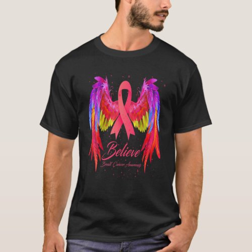 Believe Wings Breast Cancer Awareness T_Shirt