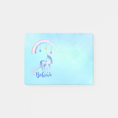 Believe with a Unicorn Under a Rainbow Post_it Notes