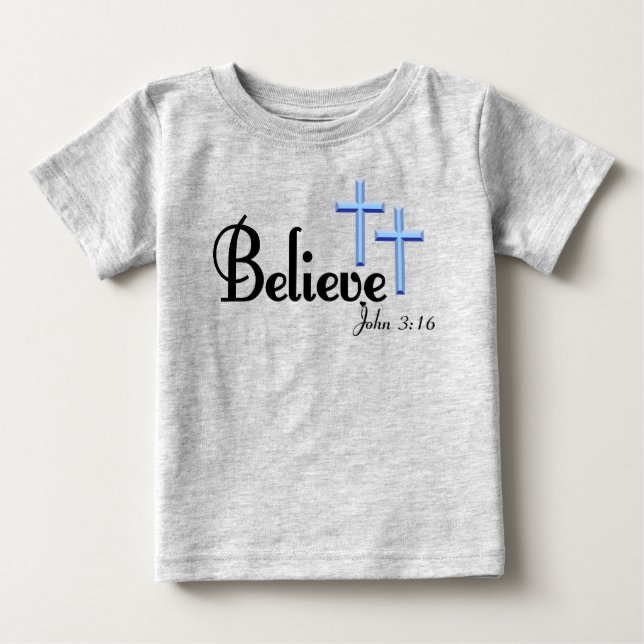Believe With Blue Crosses Toddler Tee (Front)