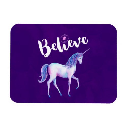 Believe with Unicorn In Pastel Watercolors Magnet