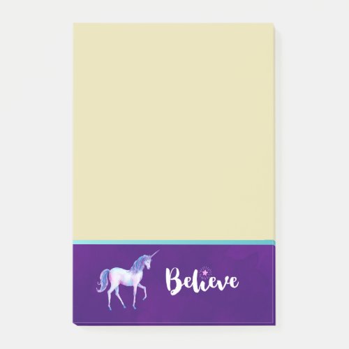 Believe with Unicorn In Pastel Watercolors Post_it Notes