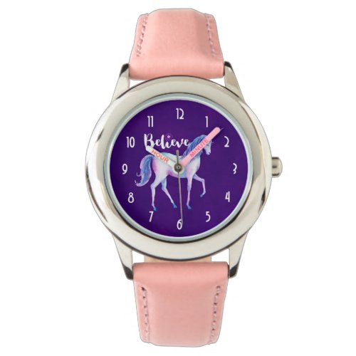 Believe with Unicorn In Pastel Watercolors Watch