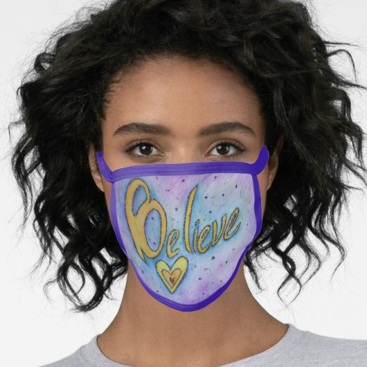 Believe Word Art Heart Custom Face Masks (Worn Her)