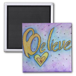 Believe Word Art Heart Custom Fridge Magnets