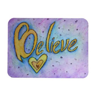 Believe Word Art Heart Inspirational Fridge Magnet