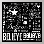 Believe Word Art Text Design Poster at Zazzle