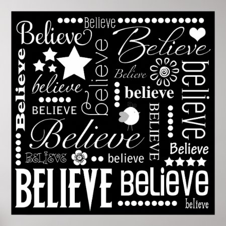 Believe Word Art Text Design Poster