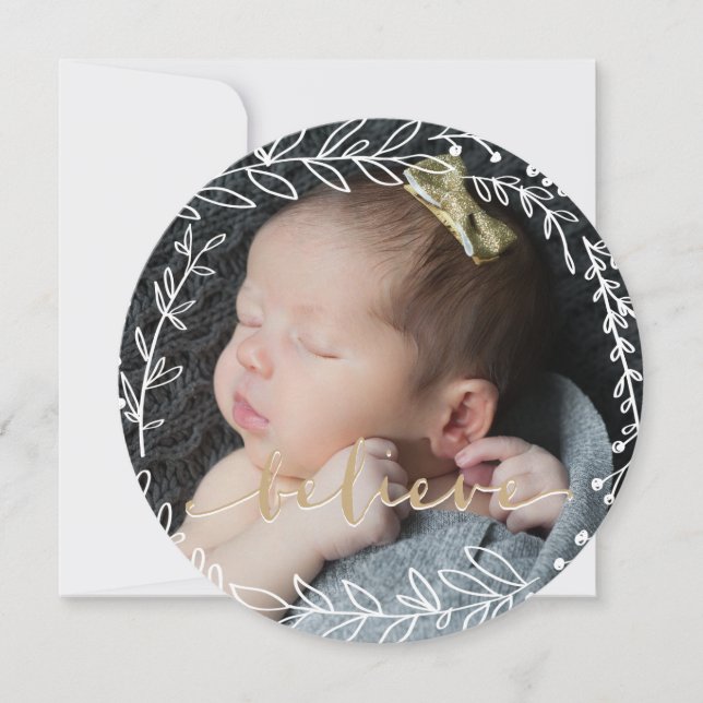 Believe - Wreath Holiday Card (Front)
