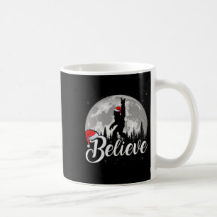 Believe Xmas Santa Bigfoot Sasquatch In Moon Light Coffee Mug