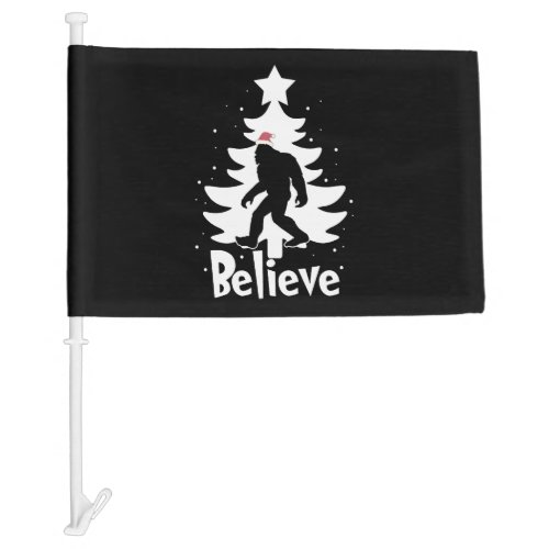 Believe Yeti Bigfoot Sasquatch Christmas Santa Car Flag