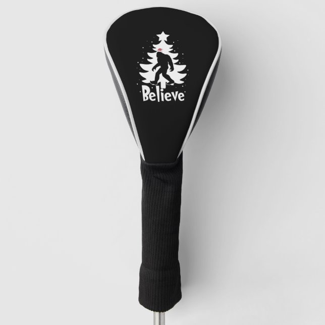 Believe Yeti Bigfoot Sasquatch Christmas Santa Golf Head Cover (Front)
