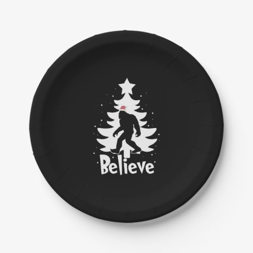 Believe Yeti Bigfoot Sasquatch Christmas Santa Paper Plates
