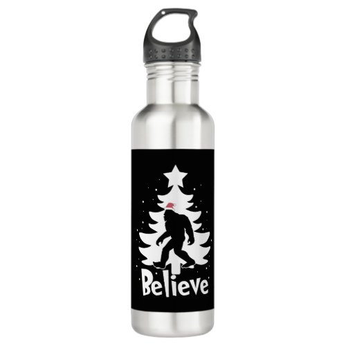 Believe Yeti Bigfoot Sasquatch Christmas Santa Stainless Steel Water Bottle