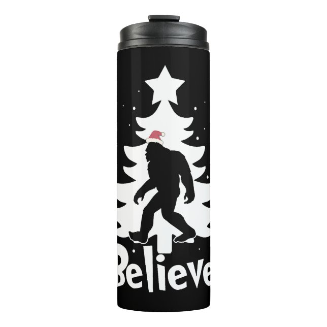 Believe Yeti Bigfoot Sasquatch Christmas Santa Thermal Tumbler (Front)