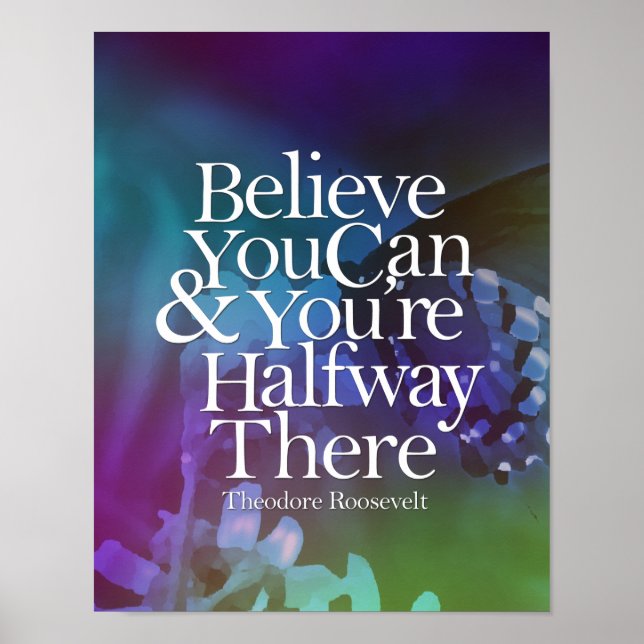Believe You Can Butterfly Flower Motivational Poster (Front)