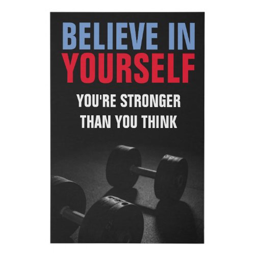 Believe Yourself Bodybuilding Fitness Motivational Faux Canvas Print