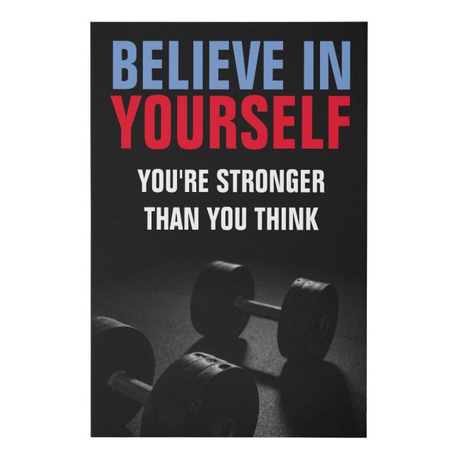 Believe Yourself Bodybuilding Fitness Motivational Faux Canvas Print (Front)
