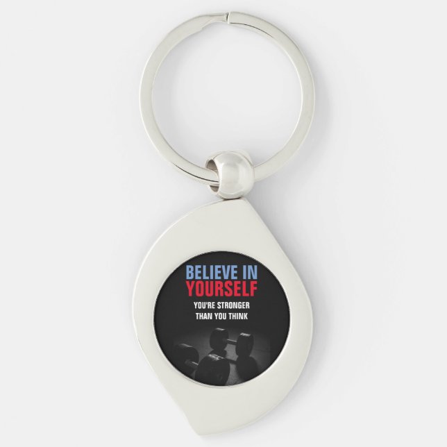Believe Yourself Bodybuilding Fitness Motivational Keychain (Front)