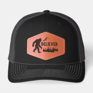 Believer Bigfoot design Leather Patch Hat