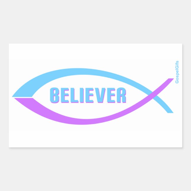 Believer Christian Fish design Rectangular Sticker (Front)