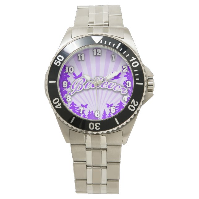 Believer Christian Motivational Saying Art Design Watch (Front)