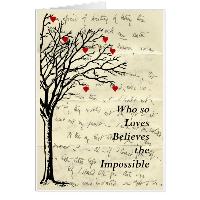 "Believes the Impossible" Heart Tree Love Letter Cards (Front)