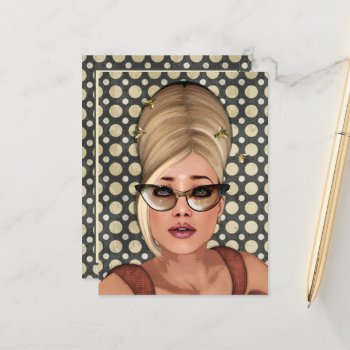 Belinda Beehive Retro Chic Postcard by LaBoutiqueEclectique at Zazzle
