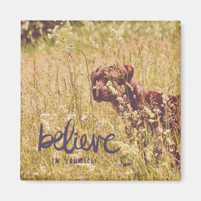 Belive In Yourself, Dog in Tall Grass Magnet (Front)