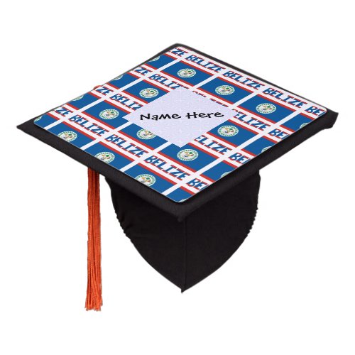 Belize and Belizean Flag Tiled Personalized  Graduation Cap Topper