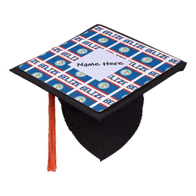 Belize and Belizean Flag Tiled Personalized  Graduation Cap Topper (Angled)