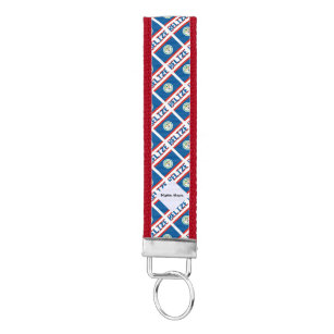 Belize and Belizean Flag Tiled with Your Name Wrist Keychain