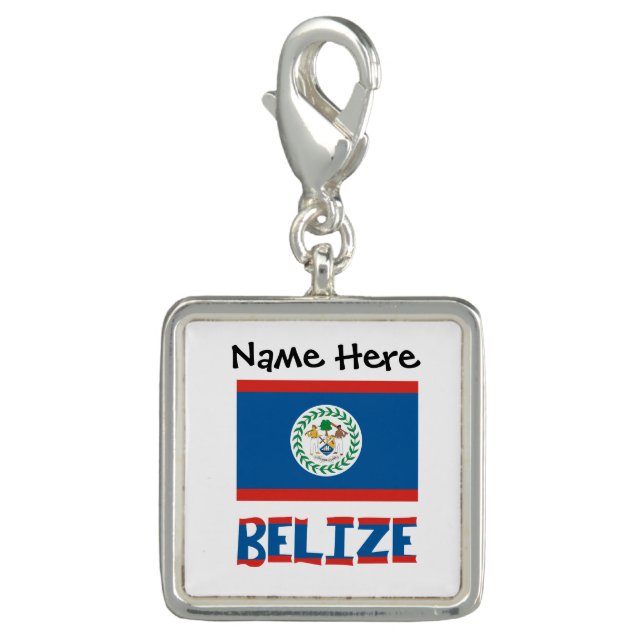 Belize and Belizean Flag with Your Name Charm (Front)