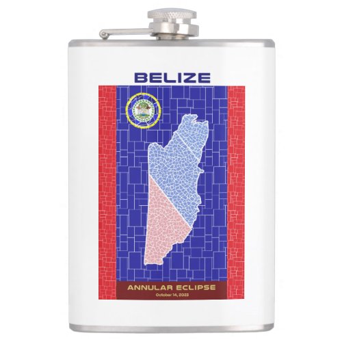 Belize Annular Eclipse Vinyl Wrapped Flask