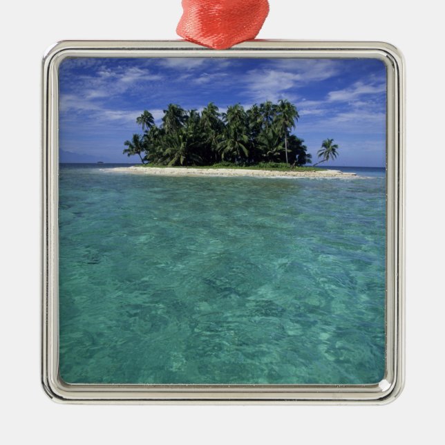 Belize, Barrier Reef, Unnamed island or cay. Metal Ornament (Front)